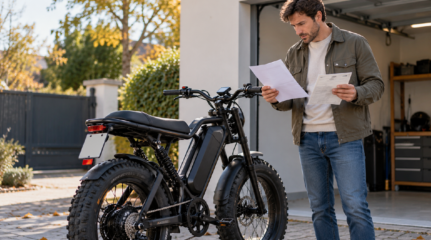 Vélo électrique 45 km/h : faut-il une carte grise et une plaque ?